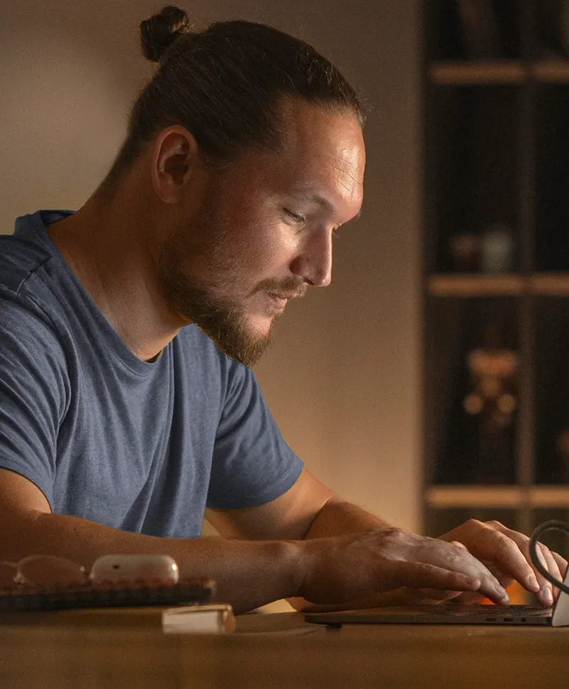 Person working on a laptop